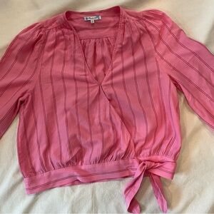 Madewell Pink Striped Tie Blouse